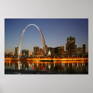 Pôster Arco St Louis Mississippi da entrada na noite
