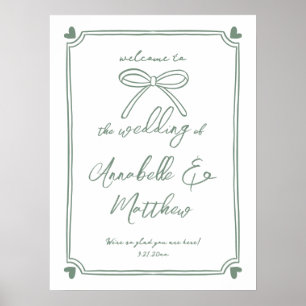 Poster Arco Verde Desenhado à Mão Casamento Caprichoso Be