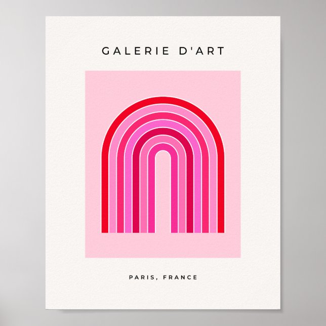 Poster Arco Vermelho E Pink Do Arco-Íris Retroativo (Frente)