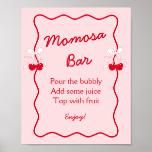 Poster Arco Vermelho Rosa Cereja Baby Shower Momosa Bar A