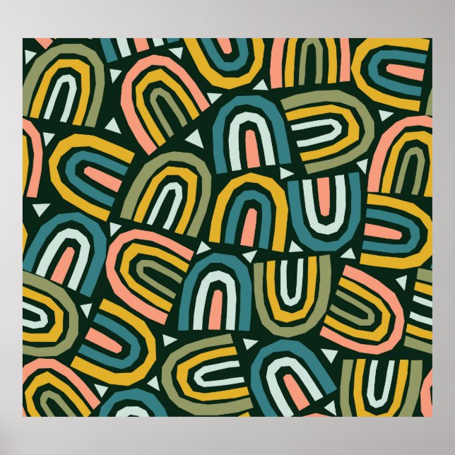 Poster Arcos-chuva em estilo geométrico, padrão de safra. (Frente)