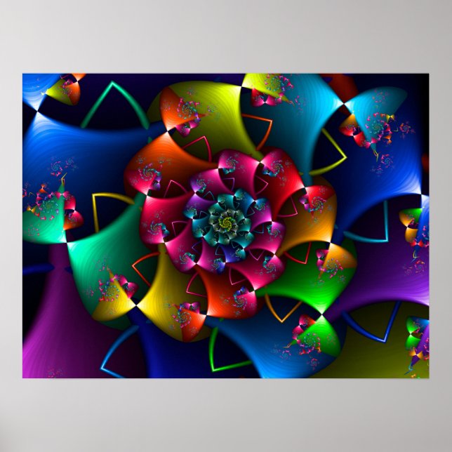 Poster Arcos de Arco-íris Fractal (Frente)