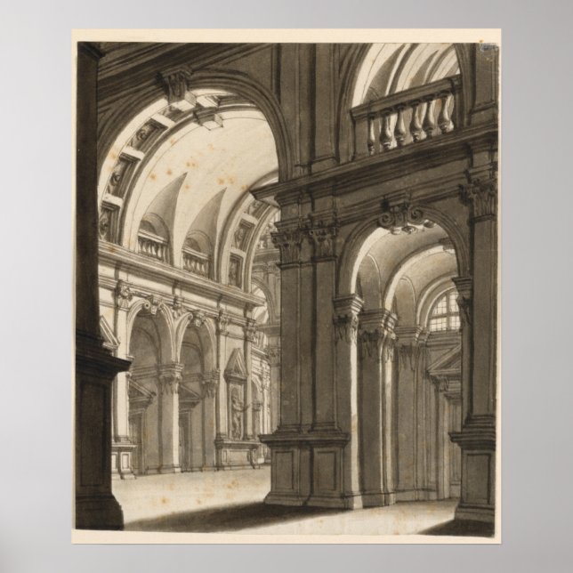 Poster Arcos de Catedral Arquitetônica Retro Vintage (Frente)