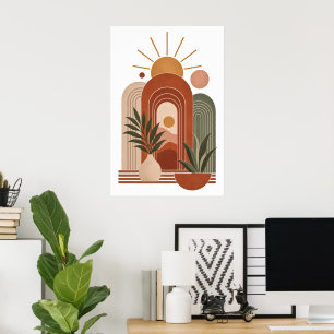 Poster Arcos de Sol Boho de Terracota Arte de Planta Mini