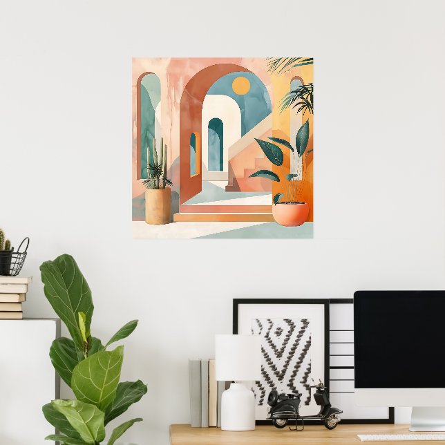 Poster Arcos do Deserto – Arquitetura Abstrata Moderna (Escritório em casa)