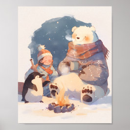 Poster Arctic Animals Nursery Wall Art Christmas Print 