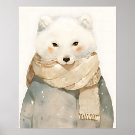 Poster Arctic Fox Nursery Wall Art Watercolor Decor