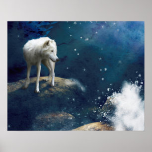 POSTER ARCTIC WOLF MOON STRIDER