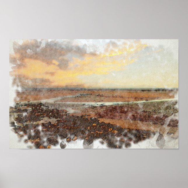 Poster Ardrossan Beach Sunset Watercolour (Frente)