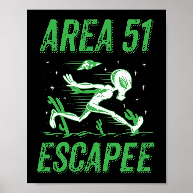 Poster Área 51 Alienígena Verde Escapee Figurino de Hallo (Frente)