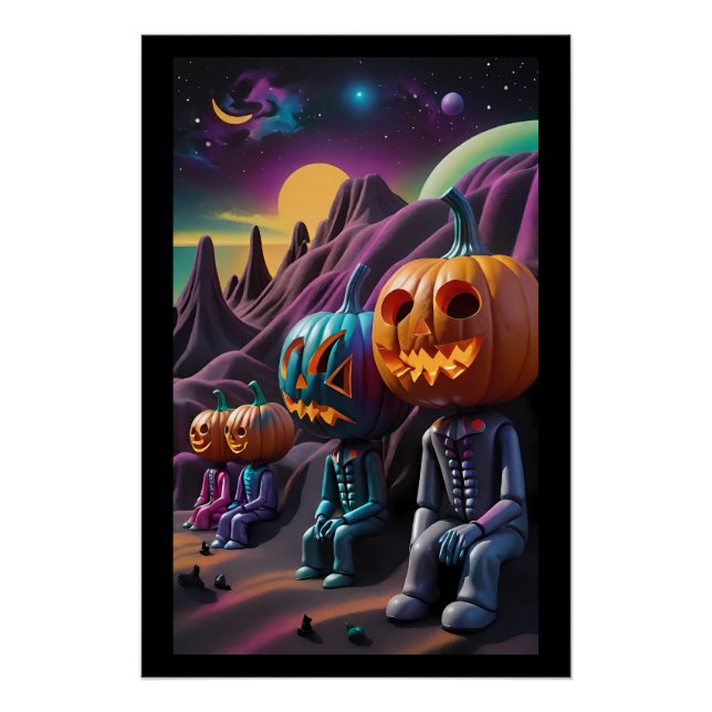 Pôster Área de descanso Família Jack-o-Lantern (Frente)