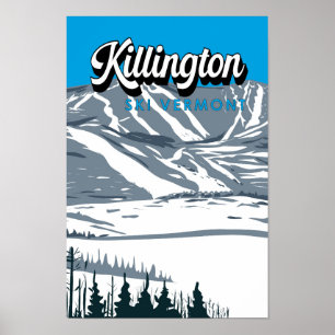 Poster Área de esqui de Killington, Winter Vermont Vintag