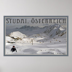 Pôster Área do esqui da geleira de Stubai