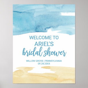 Poster Areia de Aquarela e Chá de panela do Mar Bem-vindo