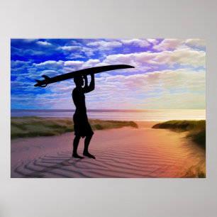 Pôster Areia e Nuvens de Surfias Sunset