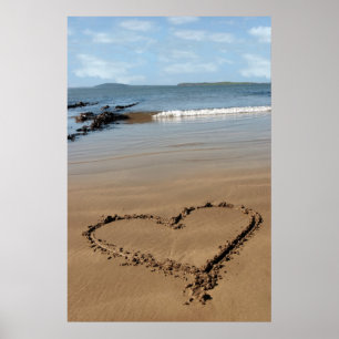 poster arenoso do coração do amor