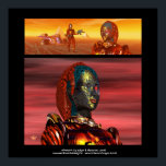 Pôster ARES CYBORG,DESERT HYPERION SCIENCE FICfi<br><div class="desc">Caractere ciborgue com reflexões incríveis em cromo metálico .artista,  colorida,  brilhante imagem de ficção científica. Caractere ciborgue Ares,  quadro de animação do filme 3D Hyperion.Desert é semelhante ao Egito,  Sol,  pirâmides,  templo. Baldesign3d (c)</div>