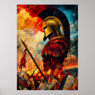 Poster Ares - Lenda Cubista Minimalista - Deus da Guerra