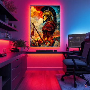 Poster Ares - Lenda Minimalista Cubista - Deus da Guerra