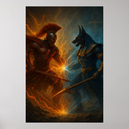 Poster Ares vs Anubis — Ancient Gods Duel