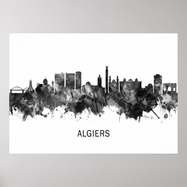 Poster Argel Argélia Skyline BW (Frente)