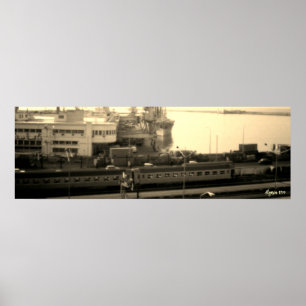 Poster Argélia Antiga visão geral do porto de Argel