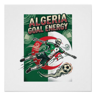 Pôster Argélia Gol Energia Esqueleto Atacante Nações Negr