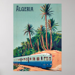 Poster Argélia, trem passando pelas palmas