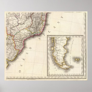 Poster Argentina e mapa gravado o Chile