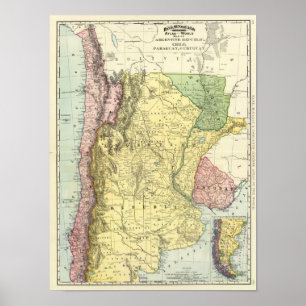 Pôster Argentina, o Chile, Paraguai, Uruguai