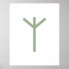 Poster Argumento Geométrico Verde de Algiz (Proteção)