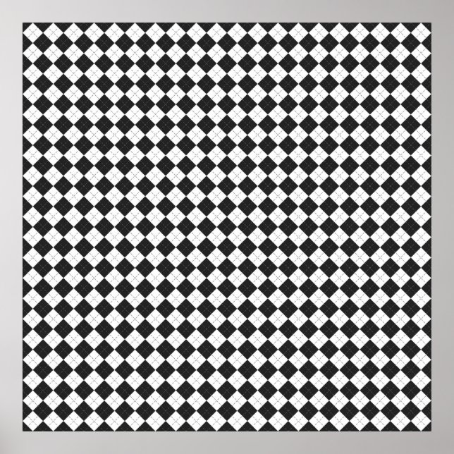 Poster Argyle plaid. Scottish pattern in white and black  (Frente)