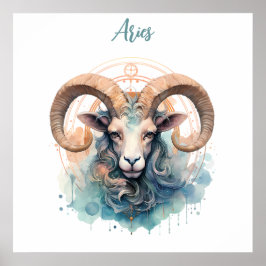 Poster Aries Astrology zodiac, sinal de Aries em água-col