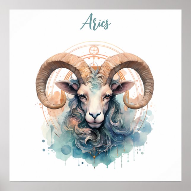 Poster Aries Astrology zodiac, sinal de Aries em água-col (Frente)