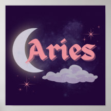 Aries Celestial Moon Cloud Stars Astrologia Arte