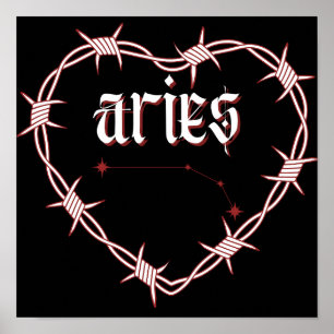 Poster Aries Constulation Gothic Dark Celestial Art