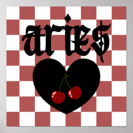 Poster Aries Gothic Aestic Checkered Cherry Art