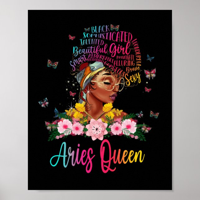 Poster Aries Queen Black Women Persistente Bonita (Frente)