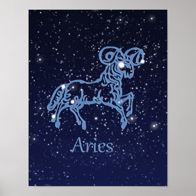 Pôster Aries Sinal Zodiac e constelação (Frente)