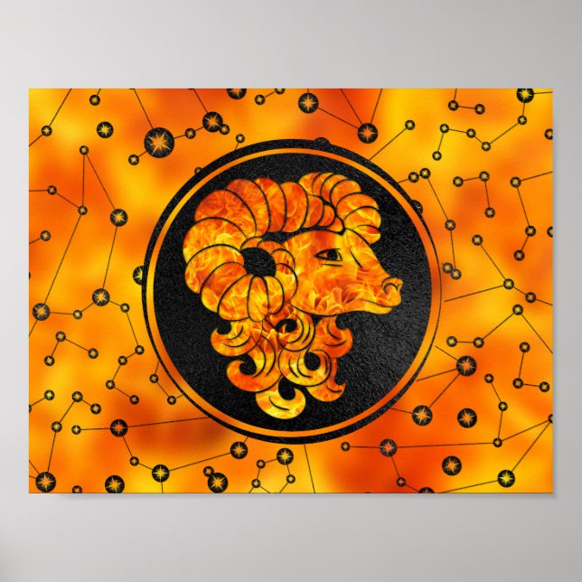 Pôster Aries Zodiac Sinal Fire (Frente)