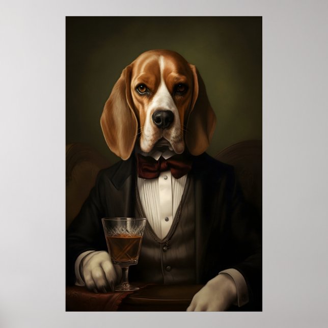 Poster Aristocratic Beagle Print, Funny Renaissance Dog (Frente)