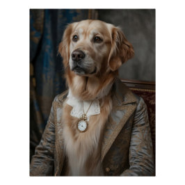 Pôster Aristocratic Golden Retriever with Pocket Watch