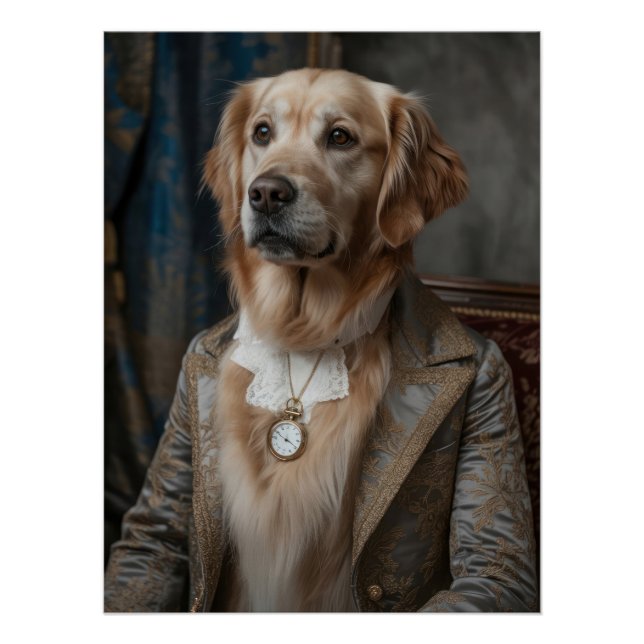 Pôster Aristocratic Golden Retriever with Pocket Watch (Frente)