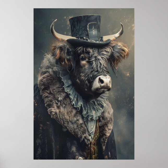 Poster Aristocratic Highland Cow Portrait, Renaissance (Frente)