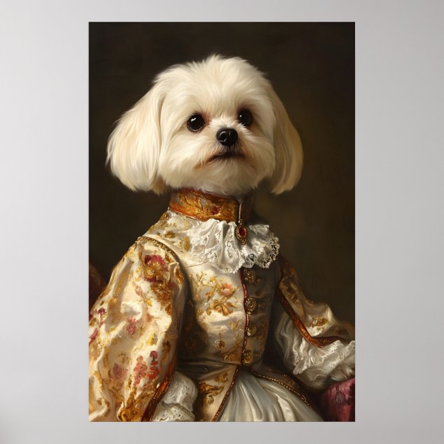 Poster Aristocratic Maltese Dog Art Print, Renaissance (Frente)