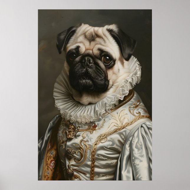 Poster Aristocratic Pug Renaissance Portrait Print (Frente)