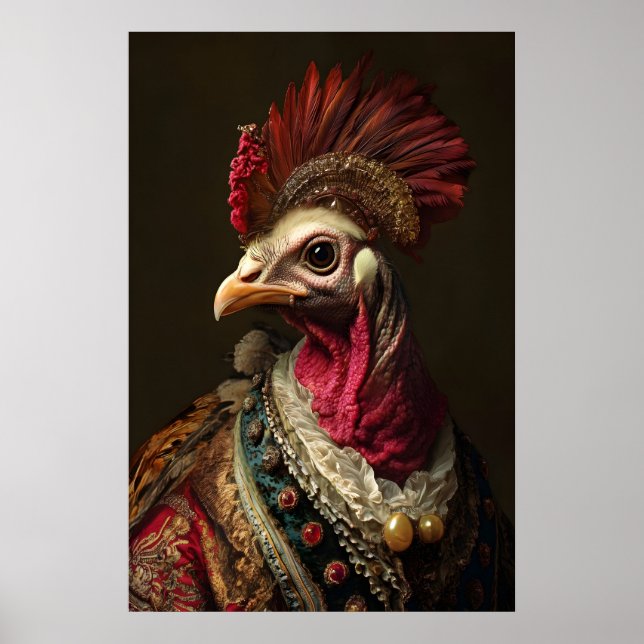 Poster Aristocratic Turkey Portrait, Funny Renaissance (Frente)