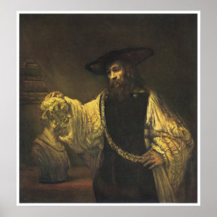 Poster Aristotle que contempla o busto do local, 1653