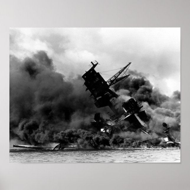 Poster ARIZONA Americana Queimando em Pearl Harbor (Frente)