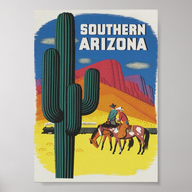 Poster Arizona Boho Cactus Viagens vintage (Frente)